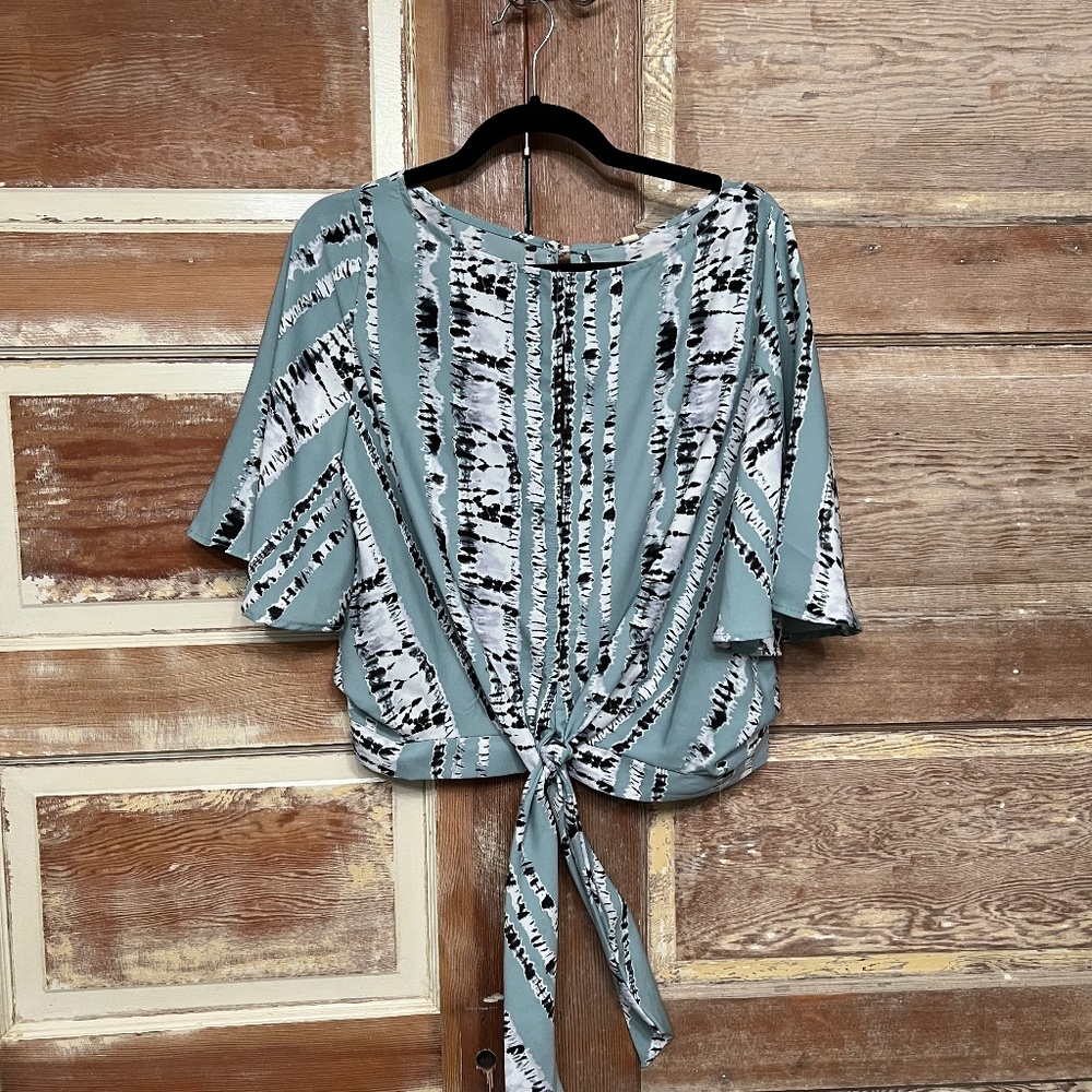 Tyche bell sleeve tie front top